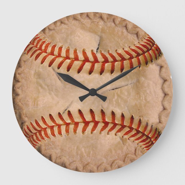 Baseball Apple Pie Large Clock (Front)