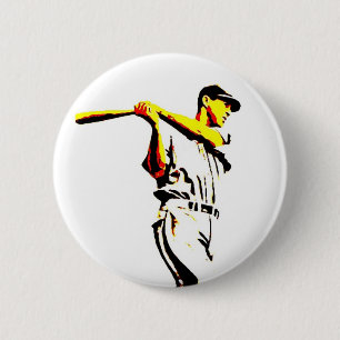 Baseball Artwork - Baseball Player 6 Cm Round Badge