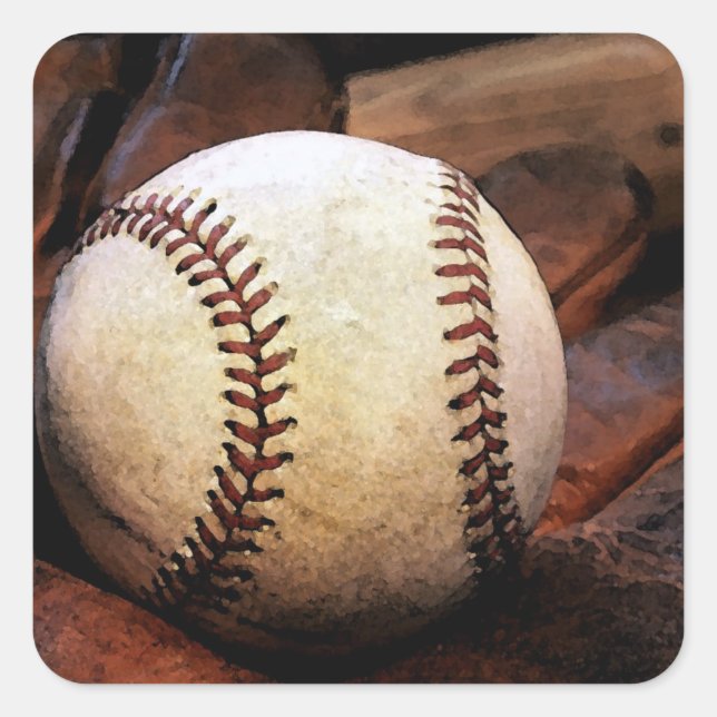 Baseball Artwork Square Sticker (Front)
