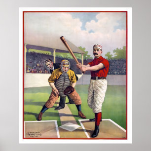 BASEBALL at HOME PLATE in 1895 Poster