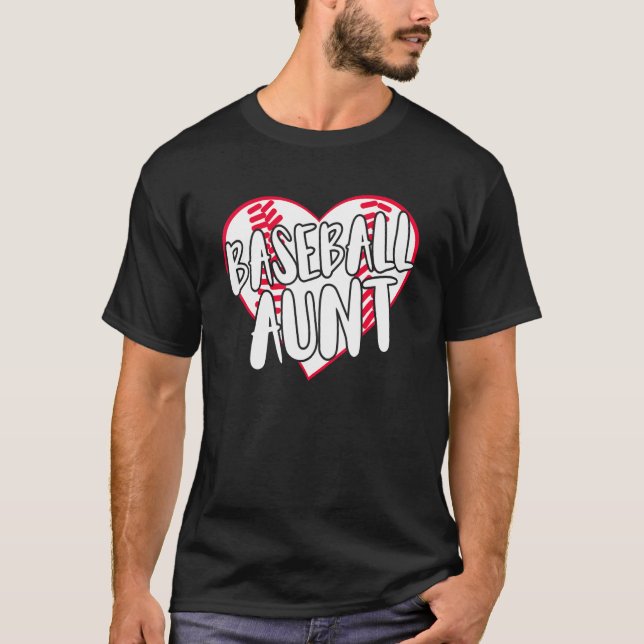 Baseball Aunt Heart 2 T-Shirt (Front)