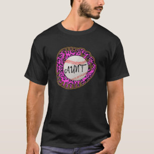 Baseball Aunt Leopard Print Softball T-Shirt