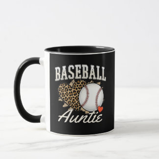 Baseball Auntie Leopard Print Heart Sports Mug