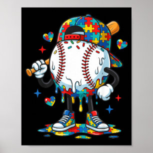 Baseball Autism Awareness Month Family Kids Poster