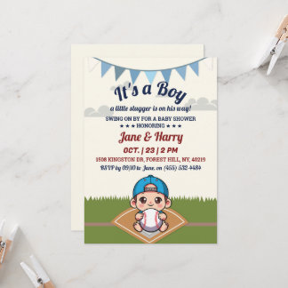 Baseball Baby Boy Shower Invitation Little Slugger