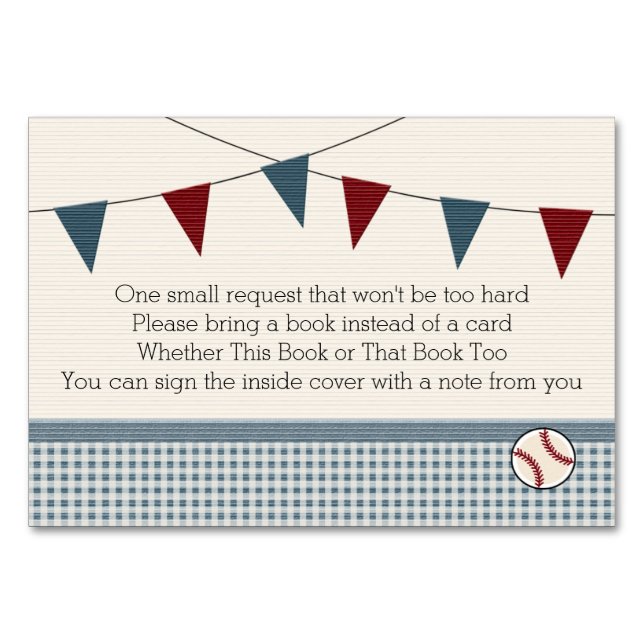 BASEBALL BABY SHOWER BOOK REQEUST CARD (Front)
