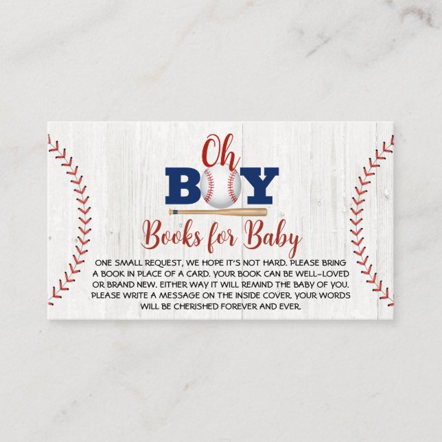 Baseball Baby Shower Books for Baby Business Card (Front)