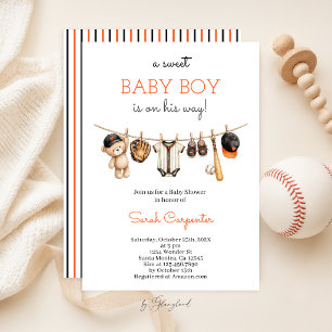 Baseball Baby Shower Boy Invitation