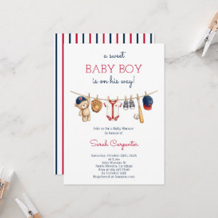 Baseball Baby Shower Boy Invitation