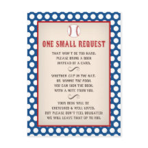 Baseball Baby Shower Bring a Book Request Postcard