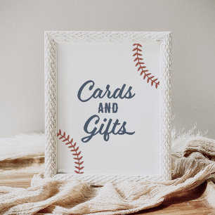 Baseball Baby Shower Cards and Gifts Sign