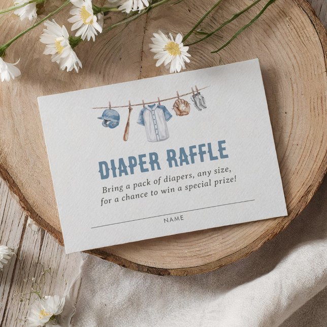 Baseball Baby Shower Diaper Raffle Ticket Enclosure Card (Creator Uploaded)
