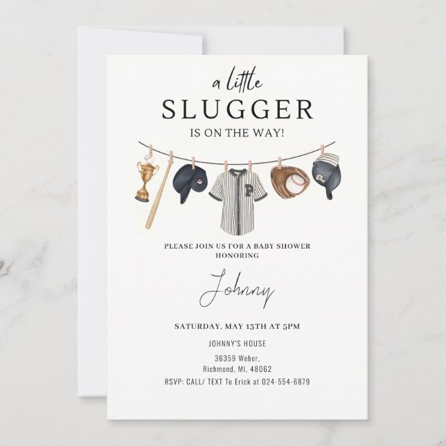 Baseball Baby Shower Invitation (Front)