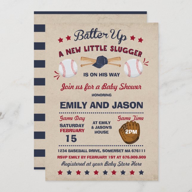 Baseball Baby Shower Invitation Baseball Shower (Front/Back)