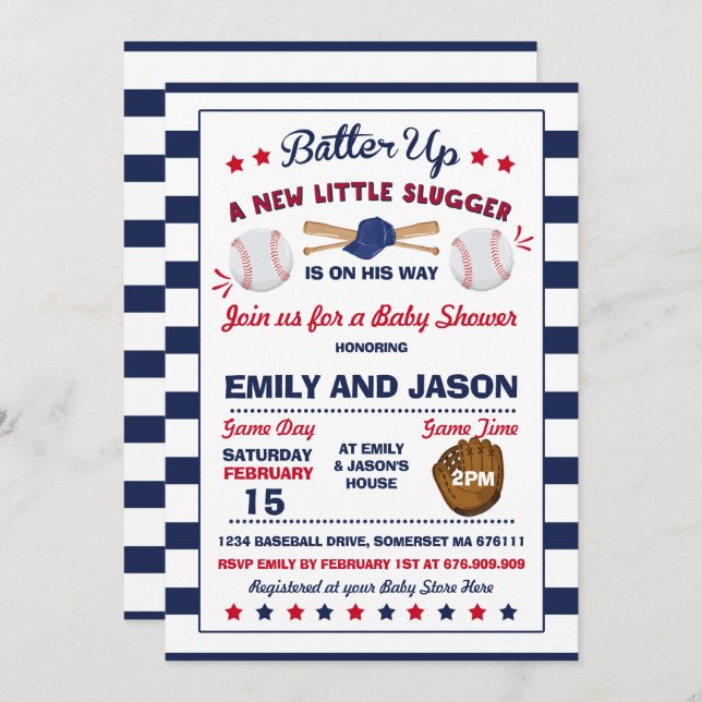 Baseball Baby Shower Invitation Baseball Shower (Front/Back)