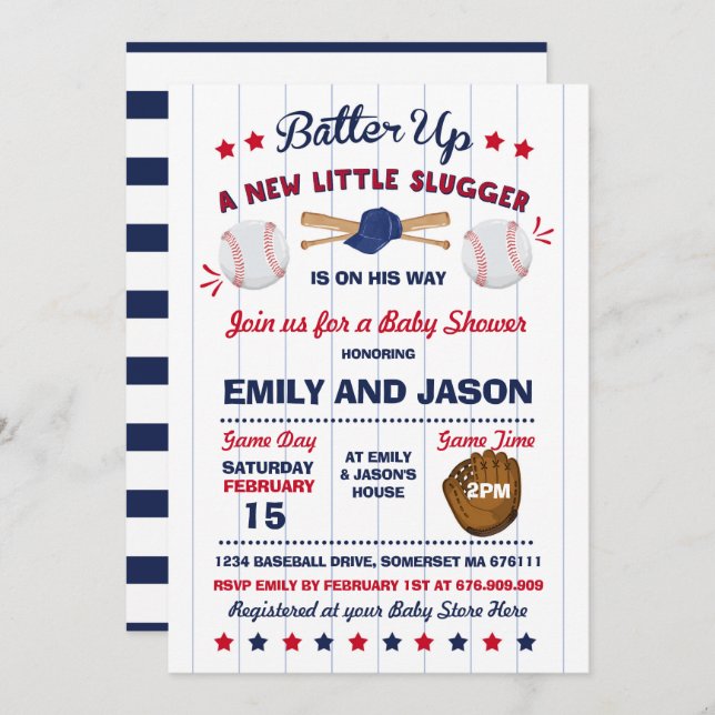 Baseball Baby Shower Invitation Baseball Shower (Front/Back)