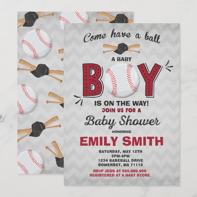 Baseball Baby Shower Invitation Sport Baby Shower (Front/Back)