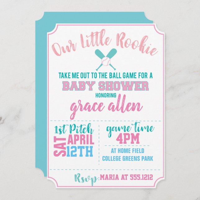 BASEBALL BABY SHOWER INVITE (Front/Back)
