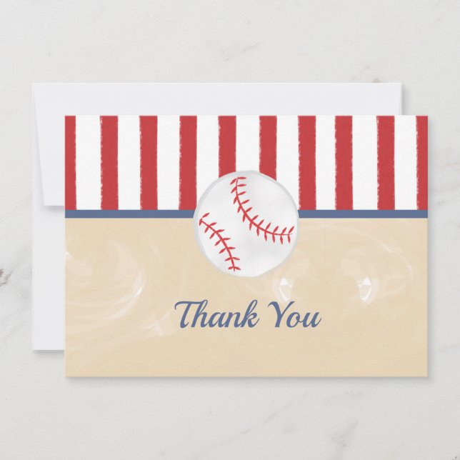 Baseball Baby Shower or Birthday Thank You Card (Front)