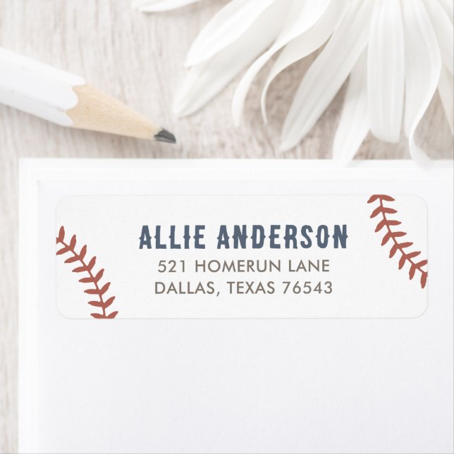 Baseball Baby Shower Party Return Address Label (Insitu)
