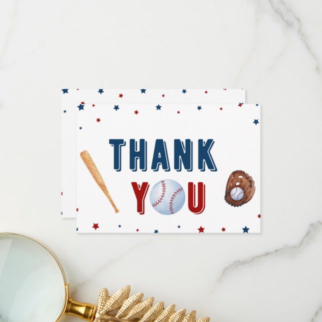 Baseball Baby Shower Thank You Card (Front/Back In Situ)