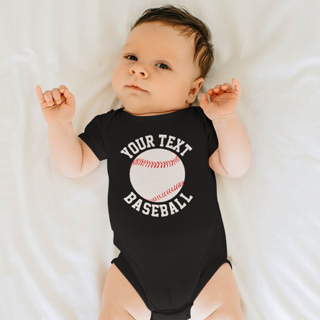 Baseball Baby Team Name, Player Name & Number Baby Bodysuit (Baseball baby bodysuit with custom team name or text)