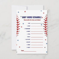 Baseball Baby word scramble baby shower game