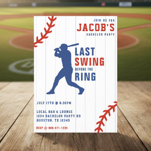 Baseball Bachelor Party Last Swing Before the Ring Invitation