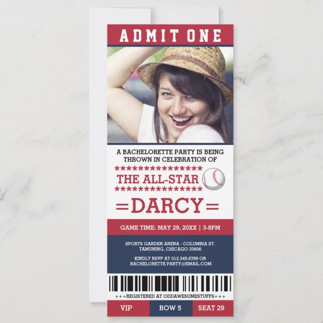 Baseball Bachelorette Party Invites (Front)