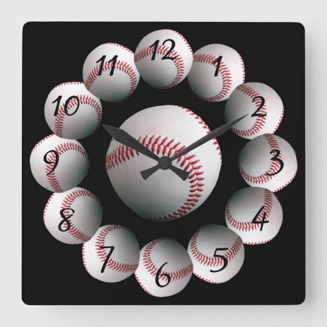 Baseball background watch square wall clock (Front)