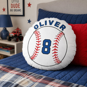 Baseball Ball Age Kids Birthday Sports Gift Round Cushion