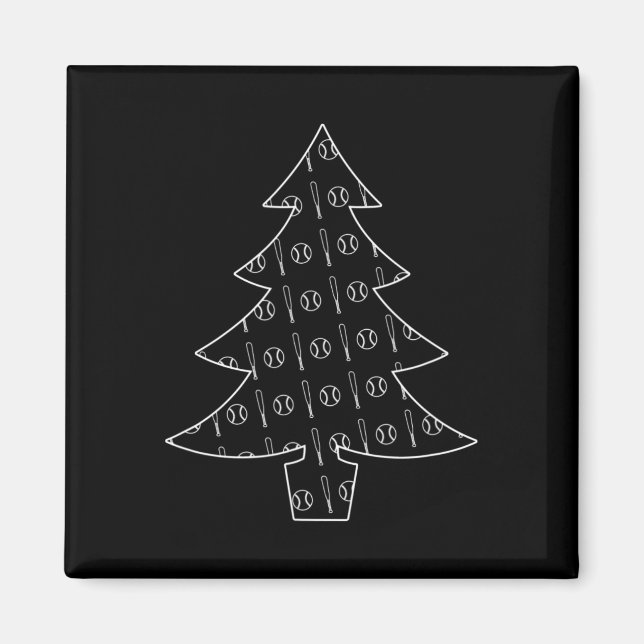 Baseball Ball And Bat Collage Sports Christmas Tre Magnet (Front)