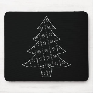Baseball Ball And Bat Collage Sports Christmas Tre Mouse Pad