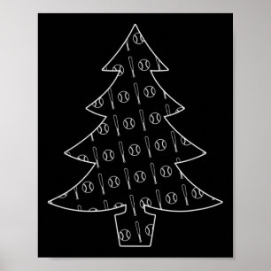 Baseball Ball And Bat Collage Sports Christmas Tre Poster