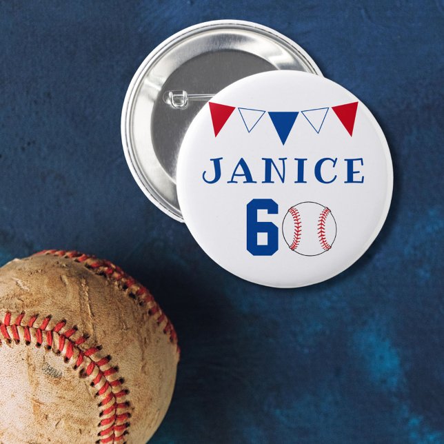 Baseball Ball Bunting Flags 60th Birthday 6 Cm Round Badge (Creator Uploaded)