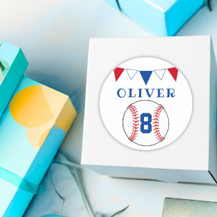 Baseball Ball Bunting Flags Kids Birthday  Classic Round Sticker