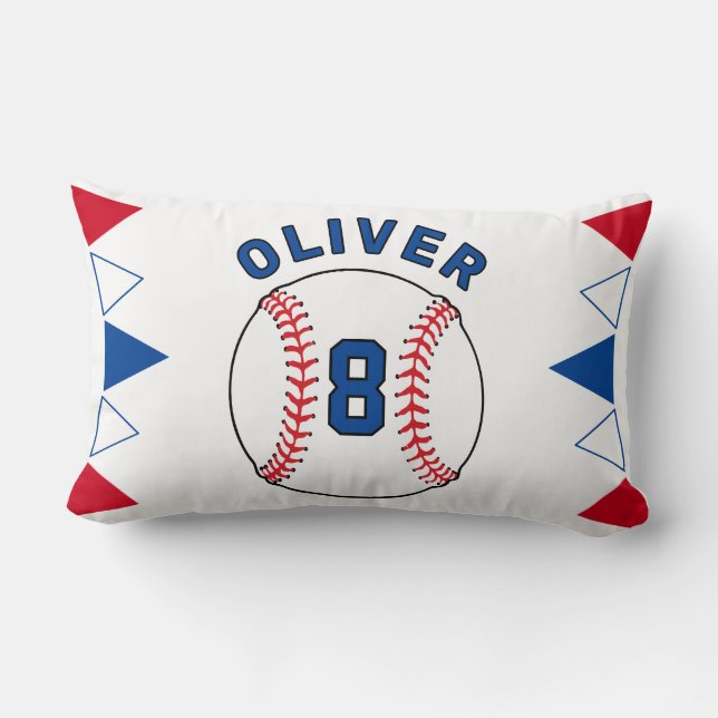 Baseball Ball Bunting Flags Kids Birthday  Lumbar Cushion (Back)