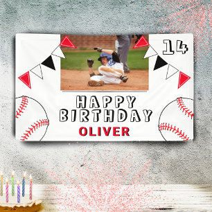 Baseball Ball Bunting Flags Photo Birthday Party Banner