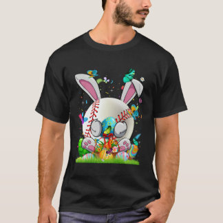 Baseball Ball Egg Bunny Ears Happy Easter Day Men T-Shirt