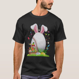 Baseball Ball Egg Bunny Ears Happy Easter Day Men  T-Shirt