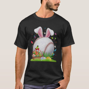Baseball Ball Egg Bunny Ears Happy Easter Day Men  T-Shirt