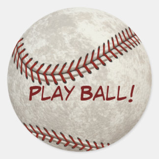 Baseball Ball Game "Play Ball!" American Past-time Classic Round Sticker
