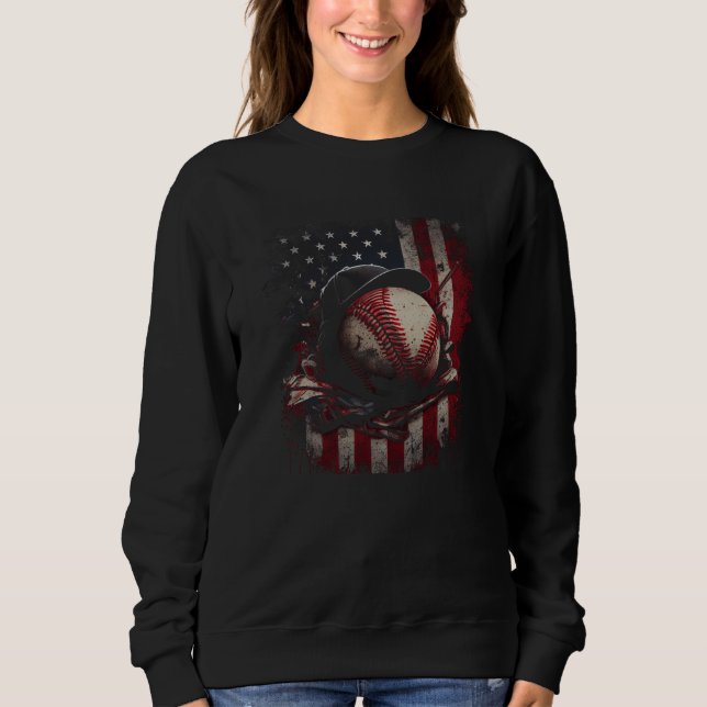 Baseball Ball Hat US Flag Graphic Tees Men Women B (Front)
