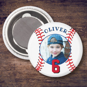 Baseball Ball Kids Birthday Photo Magnet