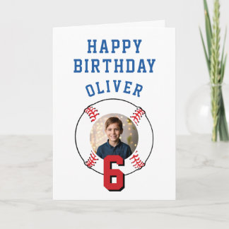Baseball Ball Kids Happy Birthday Photo Card