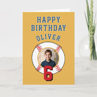 Baseball Ball Kids Happy Birthday Photo Card