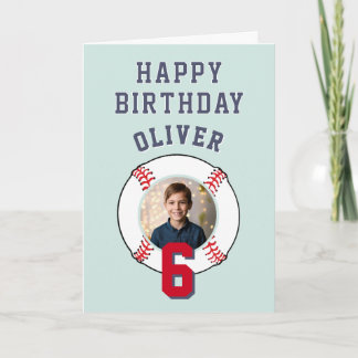 Baseball Ball Kids Happy Birthday Photo Card