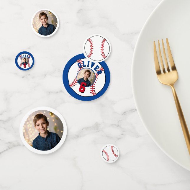 Baseball Ball Kids Photo Birthday Party Confetti (Group)