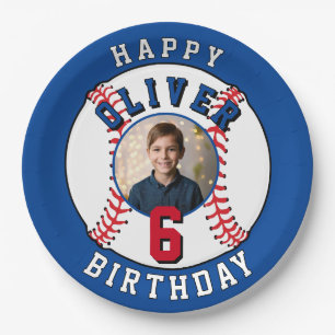 Baseball Ball Kids Photo Birthday Party Paper Plate