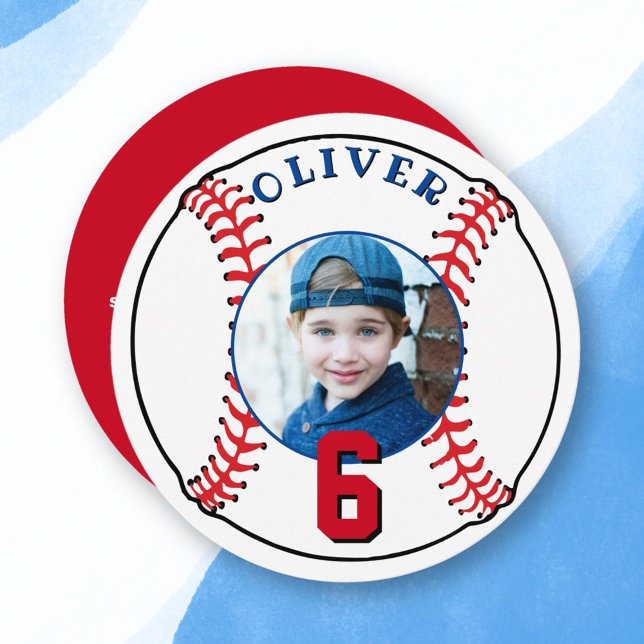 Baseball Ball Kids Sports Birthday Photo Card (Creator Uploaded)